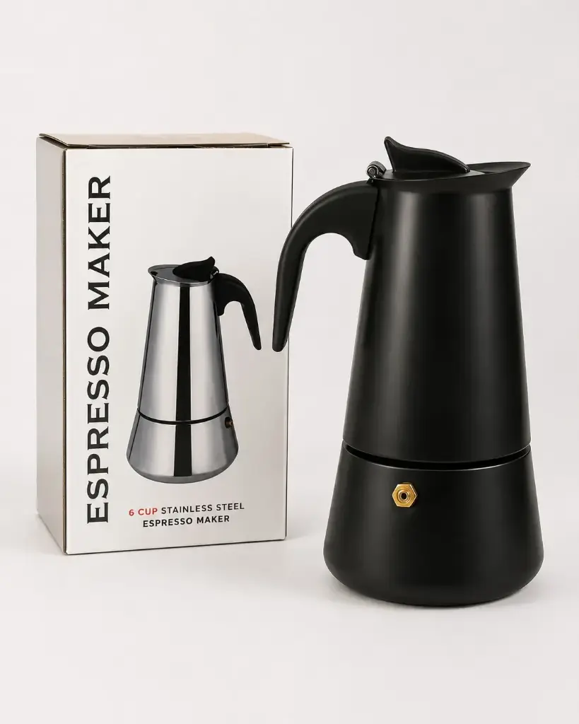 CAFETERA ACERO NEGRA 